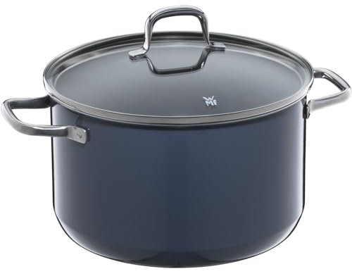 WMF Fusiontec Essential Kochtopf groß, 24 cm, Glasdeckel, Fleischtopf Induktion, 6,4l, High-Tech Keramik, kratzfest, unbeschichtet, dunkelblau, Made in Germany