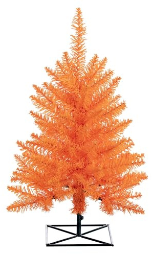 Vickerman 2' x 20 Orange Artificial UnLit Christmas Tree with 84 PVC Tips and Plastic Tree Stand