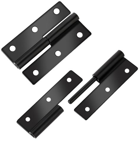 Molain Paquete de 2 bisagras redondeadas de color negro mate, bisagras pequeñas desmontables de acero inoxidable de 2.5 pulgadas, antióxido, sin chirridos, accesorios de puerta para puerta delantera y