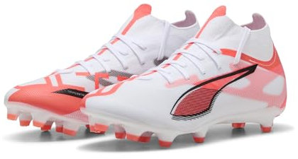 PUMA Damen Ultra 5 Match+ FG/AG WN's Fussballschuh, White Black-Glowing RED, 37.5 EU