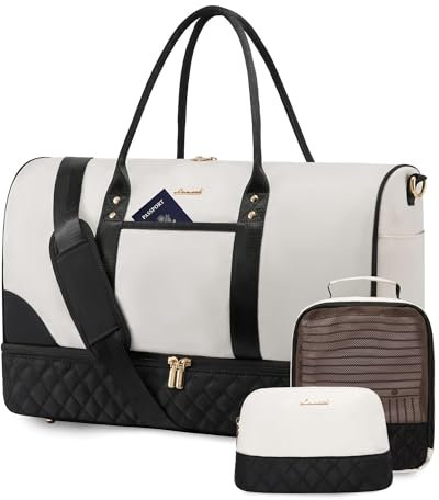 LOVEVOOK Reisetasche Damen Weekender Bag mit Schuhfach & Nassfach,3-teiliges Set Travel Duffle Sporttasche Groß,Handgepäck Tasche für Flugzeug Reisen Gym Yoga