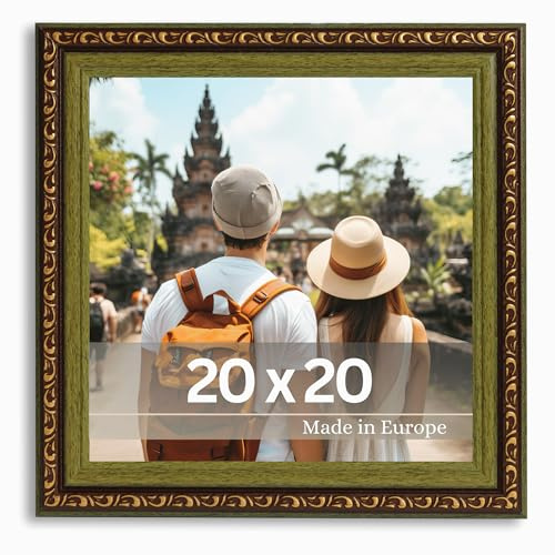 VictoR Chagall - Marco de fotos antiguo artístico en marrón y verde, 20 x 20 cm, estilo barroco vintage, apto para certificados