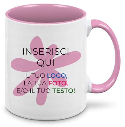 Teetaly Tazza Personalizzata con Foto e Nome – Tazza in Ceramica 350 ml, Idea Regalo (Rosa)