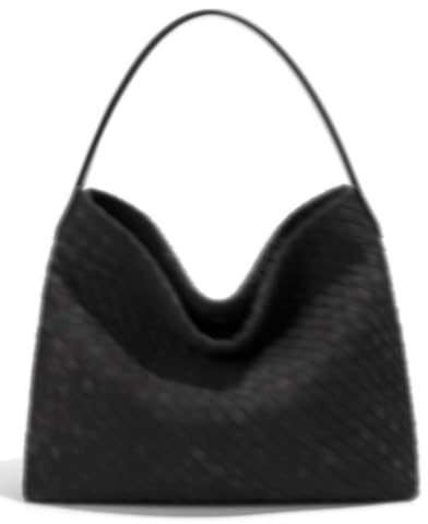 Slouchy Suede Woven Hobo Bags Donna Trendy Suede Borsa Crossbody Mezzaluna Spalla Satchel Bag Top Handle Tote Handbag, nero, Taglia unica
