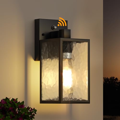 WIHTU Dusk to Dawn Outdoor Lighting Fixtures, Black Exterior Front Porch Light, Sensor Wall Sconce Lamp, Waterproof Wall Lantern, Anti Rust Outside Coach Lights for House, Doorway, Garage