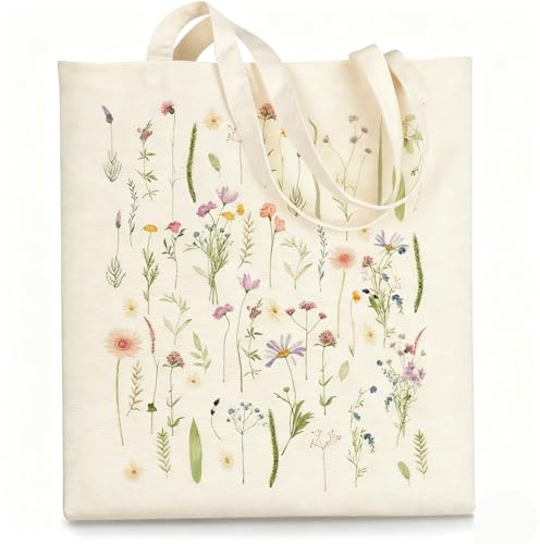 Shirene Cotton Bag,39 x 34 cm Canvas Fabric Bag Large Reusable Capacity Printed Cotton Women's Foldable Tote for Shopping Travel and Everyday Use
