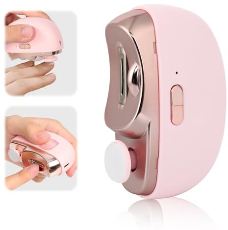 Electric Nail Clipper,Electric Nail File,3 in 1 Automatic Nail Trimmer with Polishing,Automatic Nail Grinder for Women,Electric Nail Trimmer with Nail File Nail Buffer for Men,Baby, Seniors (Pink)