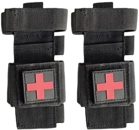 2 pezzi custodia per laccio emostatico, supporto per laccio emostatico impermeabile, custodia medica compatta vuota multiuso per campeggio, escursionismo, viaggio a casa, nero medico