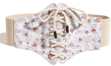 ITRHJTGP Korsettbälte för kvinnor korsetter för kvinnor rosa brett bälte bantning platt mage vit korsett hög midja elastiska bälten konstläder för Halloween, Vit, L-86cm