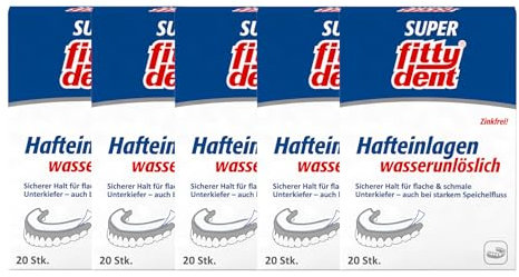 5x fittydent super Hafteinlagen comfort 20 Stück Zinkfrei fitty dent neutral