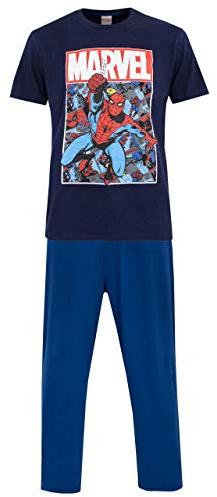 Marvel Herren Spiderman Schlafanzug Blau Medium