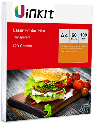 A4 OHP Film for Laserjet - 120sheets Overhead Projector Film Transparent Sheets for Laser and Copier Print Uinkit