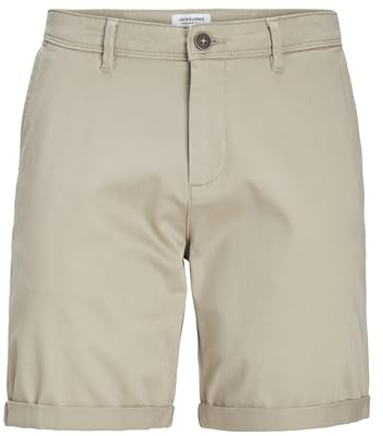 JACK & JONES Shorts Homme Taille Moyenne Bermuda Chino Pantalon Midi Coupe Droite, Couleurs:Beige, Taille:XXL