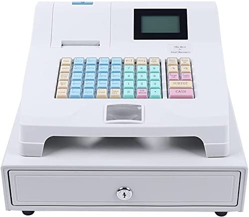 Elektronische Kasse,Restaurant POS-Kasse 48 Tasten,Supermarkt Kiosk Einzelhandel Kassensystem,Kassensystem für den Einzelhandel und Registrierkassenschublade,Registrierkasse für kleine,White-220V