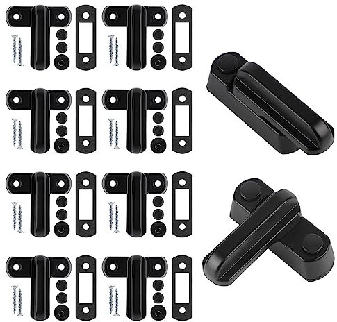 CPROSP Sash Jammer Serrure de Fenêtre Supplementaire,10 Serrures de Porte Fenêtre Bloquer en Alliage d'Aluminium avec 20x vis,Sécurité Domestique,d'Enfant, Noir