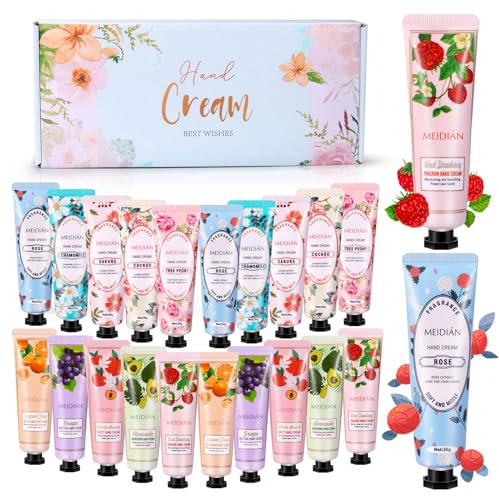 Tenuiskft Crème pour les mains Set, 20PCS Parfumée Crème hydratante pour les mains Crème pour les pieds, Crème pour les mains Set cadeau pour femmes hommes, pour anniversaire, Noël, Nouvel An