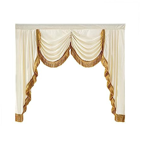 RAJONN Mantovana A Cascata, Mantovana in Velluto Stile Europeo Tenda Decorativa for Finestra Casa Sfondo Cascata Swag Tende for Soggiorno (Color : White, Size : W155CM (2 swags))