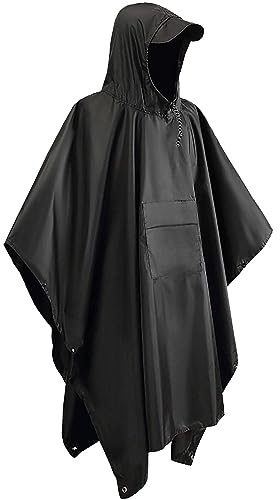 LOIJMK Veste de pluie de pêche pour homme avec capuche - Grandes tailles - Imperméable et respirant - Poncho de pluie réutilisable - Poncho de pluie pour vélo d'extérieur - Protection contre la pluie,