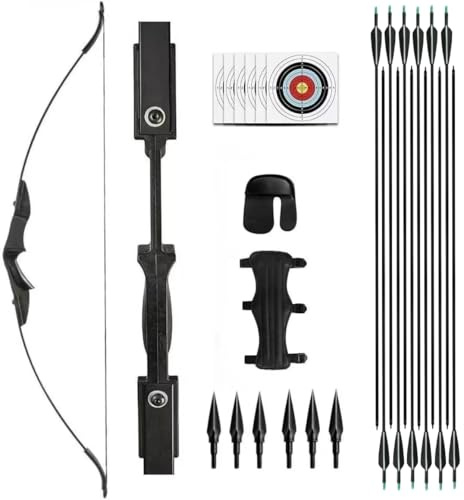 53 Takedown Recurve Bow and Arrow Set Adult 30/40LBS Archery Right & Left Hand Archery Target Practice Outdoor Hunting with 12pcs Mixed Carbon Arrow (bow set, 40lbs)