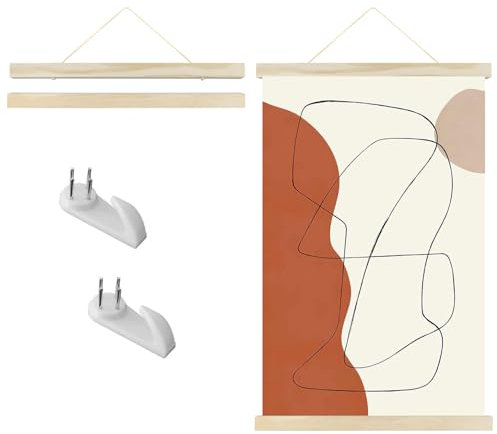 aupawdy 2 Stück Posterhänger A3 Posterleiste Posterschiene Posterleisten, Magnetisch Posterschiene Holz Posterleiste Posterleisten Posterleiste Magnet, Posterleisten 31CM für Drucken Kunstwerk