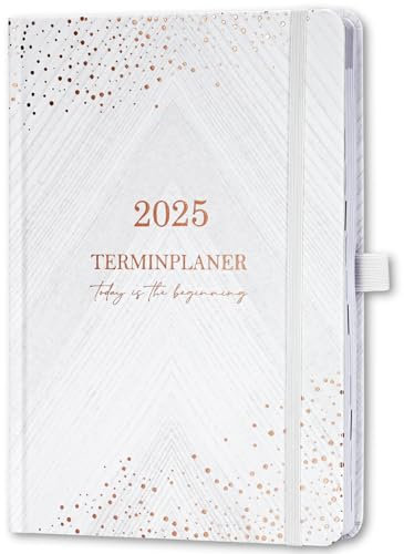 Kalender 2026 - A5 Terminplaner 2026 von Jan. 2025 bis Dez. 2026, Kalender 2026 Buchkalender, Wochenplaner 2026 mit Gebundene Ausgabe, 2 Lesebändchen, Weiß