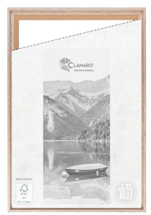 CLAMARO SFR35 Marco con juntas de sombra para bastidores de 30x45 cm | Roble Sonoma | Marco de MDF para bastidores de lienzos con colgador y material de montaje incluido
