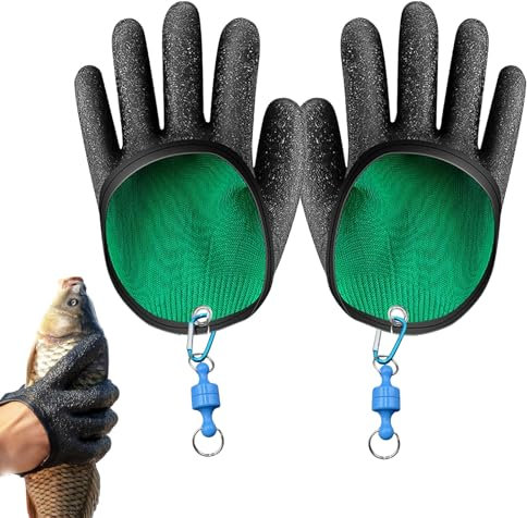 MOAZIFI Landehandschuh Hecht, Wels Angeln, Wasserdicht Angel Handschuhe Mit Magnetverschluss, Für Den Sicheren Umgang Mit Hecht Zander Wels, Angelhandschuhe Stichfest Anti Schnitt
