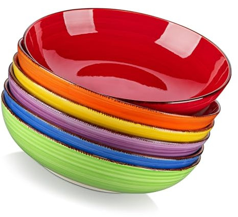 Generisch Juego de 6 platos hondos para pasta, platos hondos para espaguetis, cuencos para pasta, cuencos de ramen, cuencos grandes para ensalada, cuencos multiusos