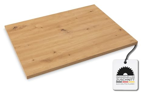 Hausfux Tischplatte nach Maß - 2,5 cm Starke Spanplatte, melaminbeschichtet, mit ABS-Kante - individueller Zuschnitt - Made in Germany (Artisan Eiche, 120 x 50 cm)