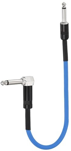 sourcing map Gitarren-Patchkabel, 55,9 cm, Pedalboard-Kabel, 1/4 Zoll, Metall, gerade, gebogen, TS rechtwinklig, Gitarren-Patch-Effektkabel für Instrumenten-Effekt-Pedal-Mischpult, Blau, 1 Stück