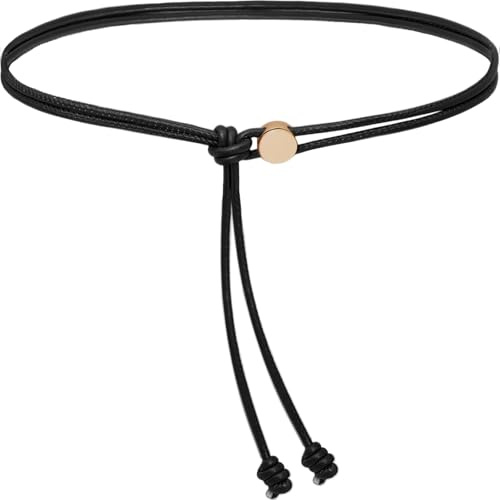 Buywis Women Skinny Belts Thin PU Leather Knotted Waist Belt for Dresses Black Fit Waist 28-40
