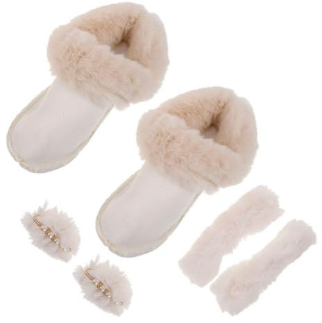 Zerodeko 1 Juego Zapatos Pompón Talón Plantillas de Pelaje Removibles y Insertos para Zuecos Talla Color