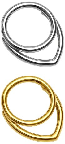 UOCAI 2 stycken septum piercingring, clicker näsring av 316L rostfritt stål i guld och silver septum clicker 16 g 8 mm 10 mm för kvinnor män smycken näsring piercing kropp läppringar