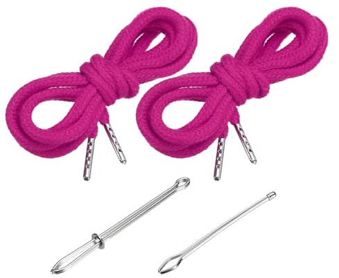 PATIKIL Drawstring Cords 130cm / 51 Inch, Rose Red, 2pcs | Replacement Draw Strings, with 2pcs Easy Threaders, for Shorts Pants, Jackets, Coats, Sweatpants, Hoodie