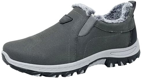 Scarpe invernali da uomo foderate, scarpe sportive da uomo, invernali, con racchette da neve, antiscivolo, scarpe da trekking, scarpe basse e comode, per tutti i giorni e lo sport, grigio., 46 EU