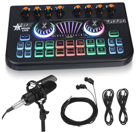 CONGARTENO Kit DJ Changeur De Voix Mixeur Audio Ligne Stéréo Mixeur De Ligne Stéréo Karaoké
