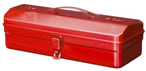 Werkzeugkoffer leer Gross Werkzeugbox, 37×16×12cm Werkzeugkasten Metall mit Tragegriff und Verriegelung, Camber-top aus Stahl in der Farbe Rot Toolbox leer