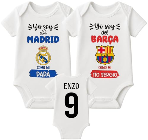 Genérico Body bebé fútbol | Personalizado | 100% algodón | Manga larga/corta | Regalos para bebés (3-6M)