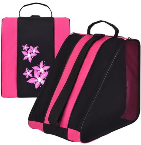 Sac de transport pour patins à roulettes – Sac de transport pour chaussures de skate pour enfants, trois compartiments, rangement en maille respirante, accessoire de voyage | Sac de transport pour
