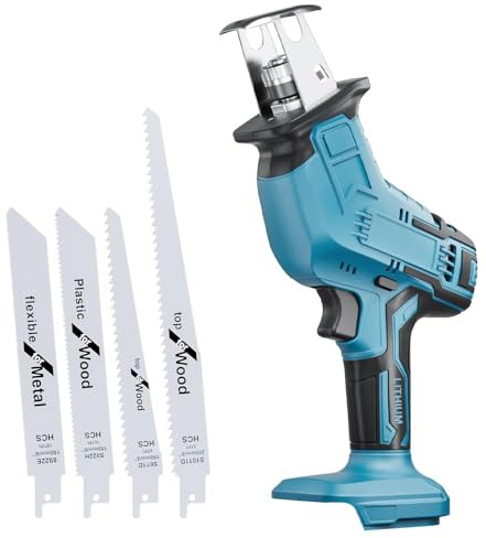 Cordless Reciprocating Saw for Makita 18V Battery (Only Tool), Brushless Reciprocating Saw 3500SPM Stroke Speed with 4 Blades for Metal/Wood/PVC Cutting Tool