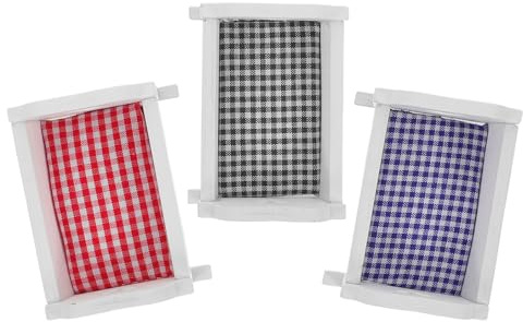 MUSISALY 12 en Bois Blanc Lot de 3 Pièces Bleu Gris Blanc Mobilier Miniature pour Maison de Poupée Lit de Poupée pour Chambre Bébé Accessoire Décoratif pour Jeu et Collection
