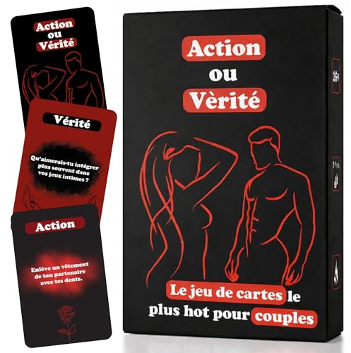 DULION Action ou Vérité Hot - Jeu de Cartes Sexy pour Couple Adulte 18+ | Jeux Érotiques Coquins pour Moments Intimes | Idée Cadeau Saint-Valentin Original pour Homme et Femme | Truth Or Dare