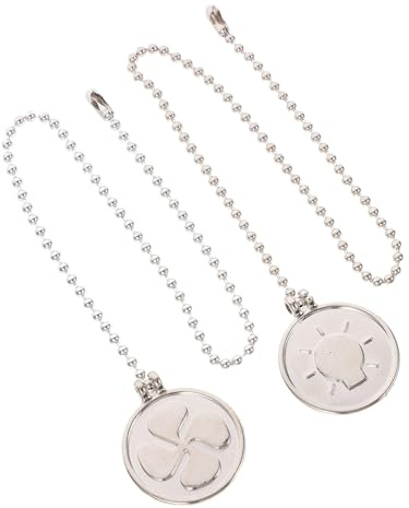 HEANUJJ Cadenas de Abanico de Techo de Metal Plata, 2 Piezas | Extensor de Cadena para Lámpara, Acceso Sencillo, Diseño Chic para Salón y Pasillo