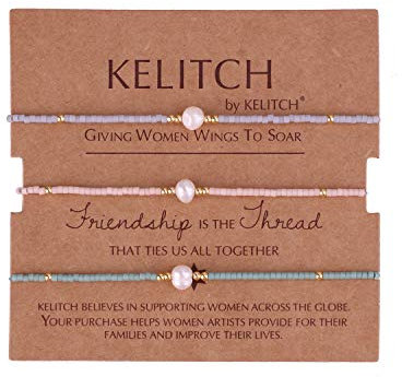 KELITCH 3 Stücke Perlenarmbänder Farbe Miyuki Perlen Charm Freundschaftsarmbänder Handgefertigte verstellbare Armbänder für Frauen Mädchen (02C)
