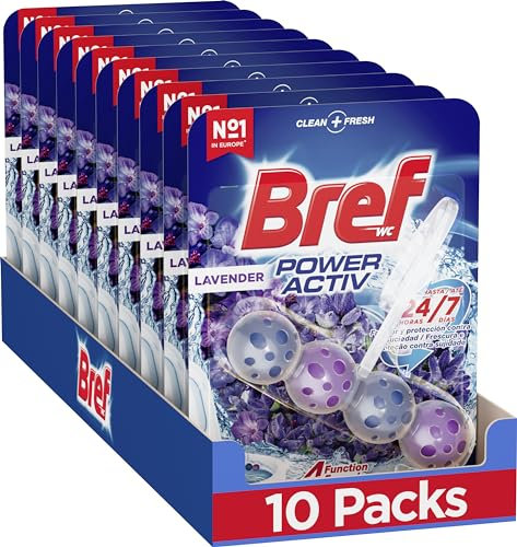 Bref WC Power Activ Lavanda, Detergente WC profumatore, Pulizia e Freschezza, Formato Scorta da 10 confezioni