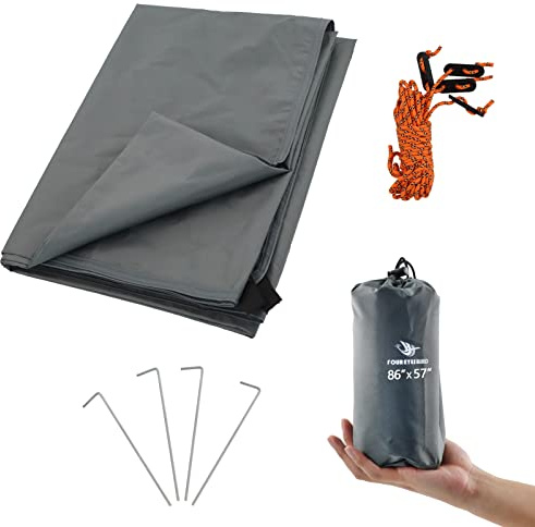 Arctic Lemmings Camping Tarp Waterproof with Carry Bag for Under Tent, Ultralight Tent Footprint for Ground Camping Hiking (86 x 57)