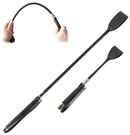 LOCKISH Reitgerte, 2 Stück Pferdepeitsche, Lederreiter, mit rutschfestem Gel-Griff, 45 cm + 30 cm