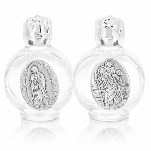 2 Pcs Glass Holy Water Bottle with Lid – Empty Leak Resistant Refillable Container for Catholic Baptism, Church Prayer, Travel Carrying, Home Altar Storage