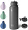 bottlebottle BOTTLE BOTTLE 1,2 l Sport-Wasserflasche aus Edelstahl, isolierte Wasserflasche mit Strohhalm und Pillenhalter (Grau)