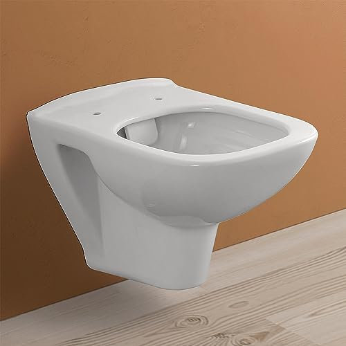 Wc sospeso singolo RIMLESS senza brida in ceramica bianco lucido, installazione sospesa e scarico a parete, serie VENTI